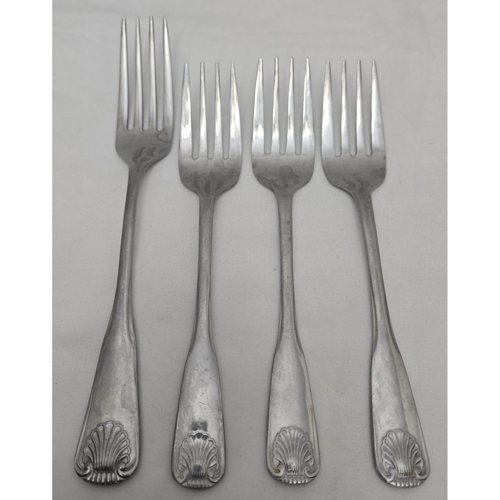 Unknown Brand Vtg Shell Set of 1 Dinner/3 Salad Forks Stainless Steel Flatware